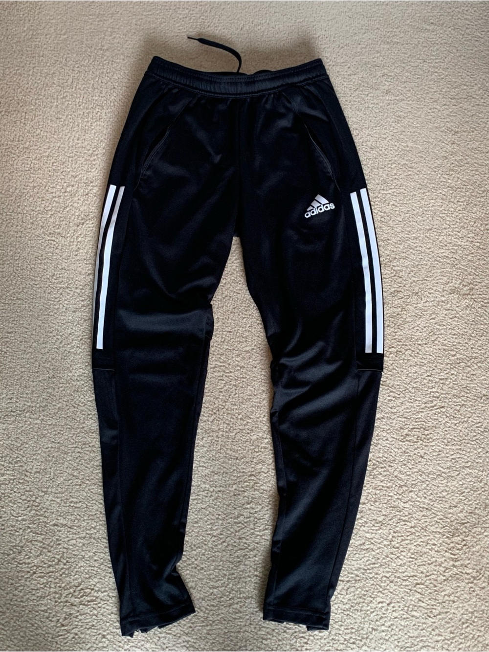 adidas Black Jogger Sweatpants with White Side Stripes